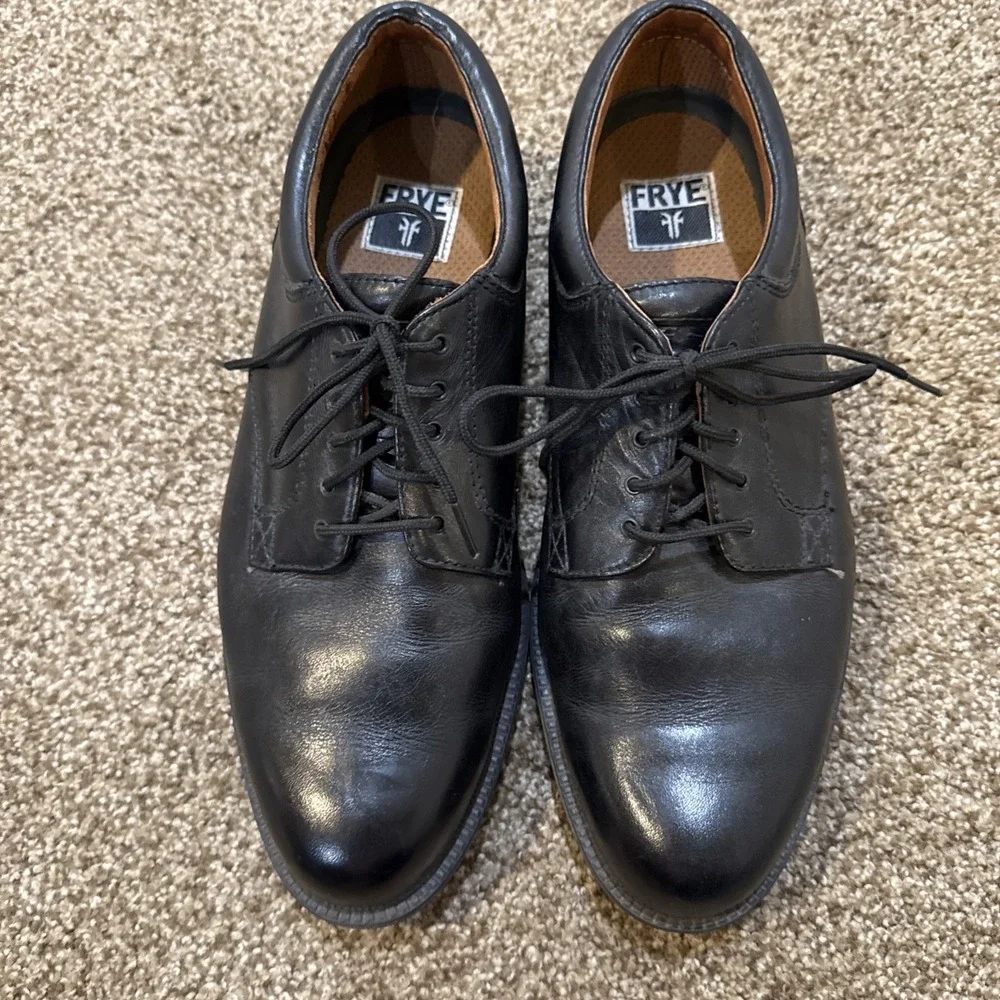 Frye Oxford Mens Black Leather Low Top Cap Toe Oxfords Shoes Lace up 8.5